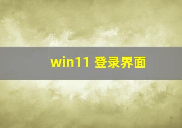 win11 登录界面